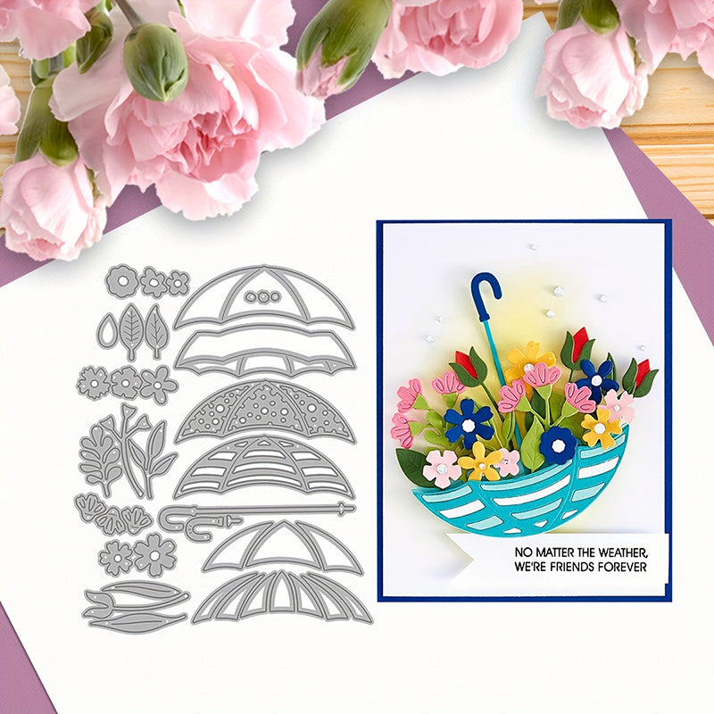 Umbrellas and Flowers Metal Cutting Dies