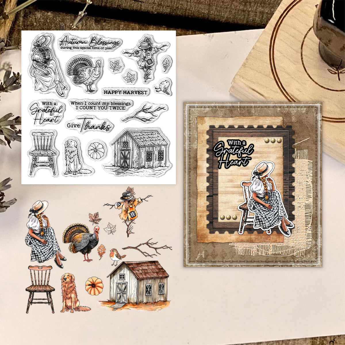 Autumn Blessings Scarecrow Dies & Stamps Set