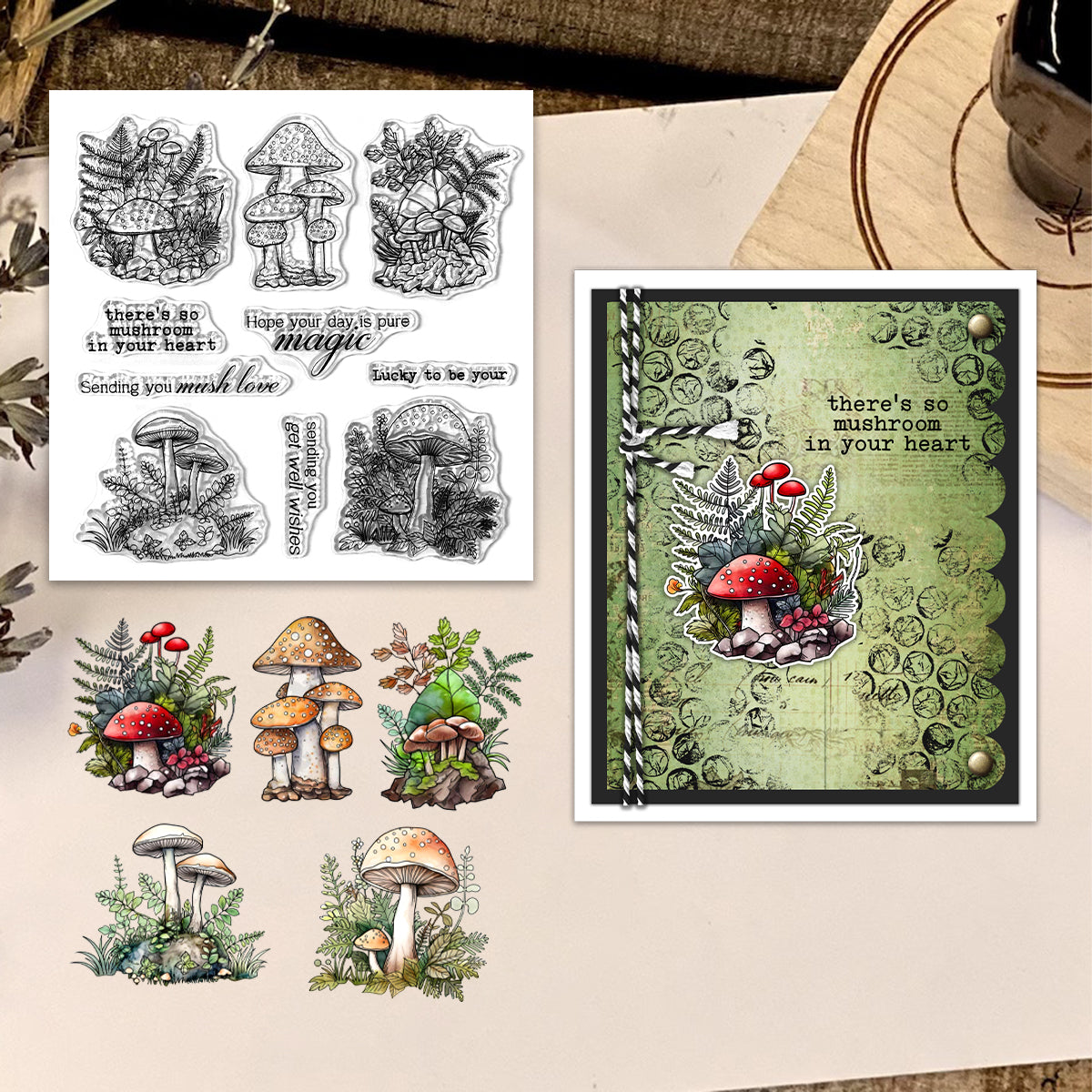 Autumn Mushroom Dies & Stamps Set