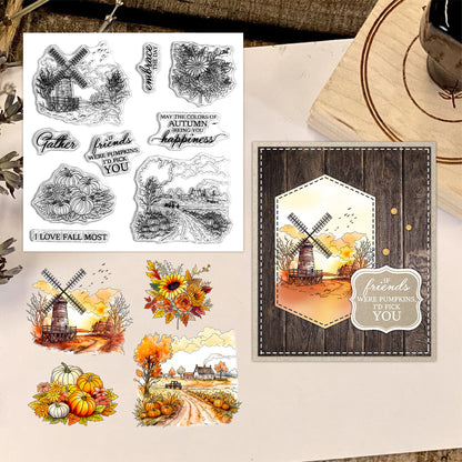 Autumn Pumpkins Windmill Clear Stamps