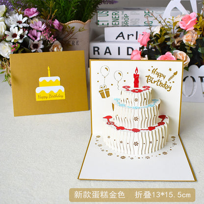 3D Creative Birthday Cake Pop-Up Greeting Card