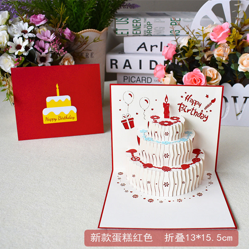 3D Creative Birthday Cake Pop-Up Greeting Card