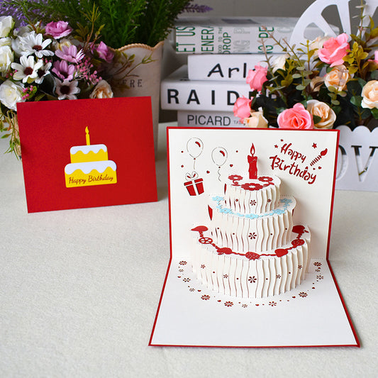 3D Creative Birthday Cake Pop-Up Greeting Card