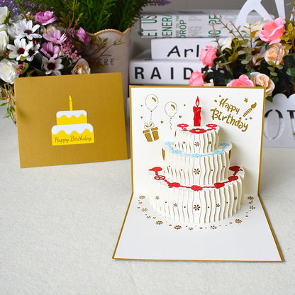 3D Creative Birthday Cake Pop-Up Greeting Card