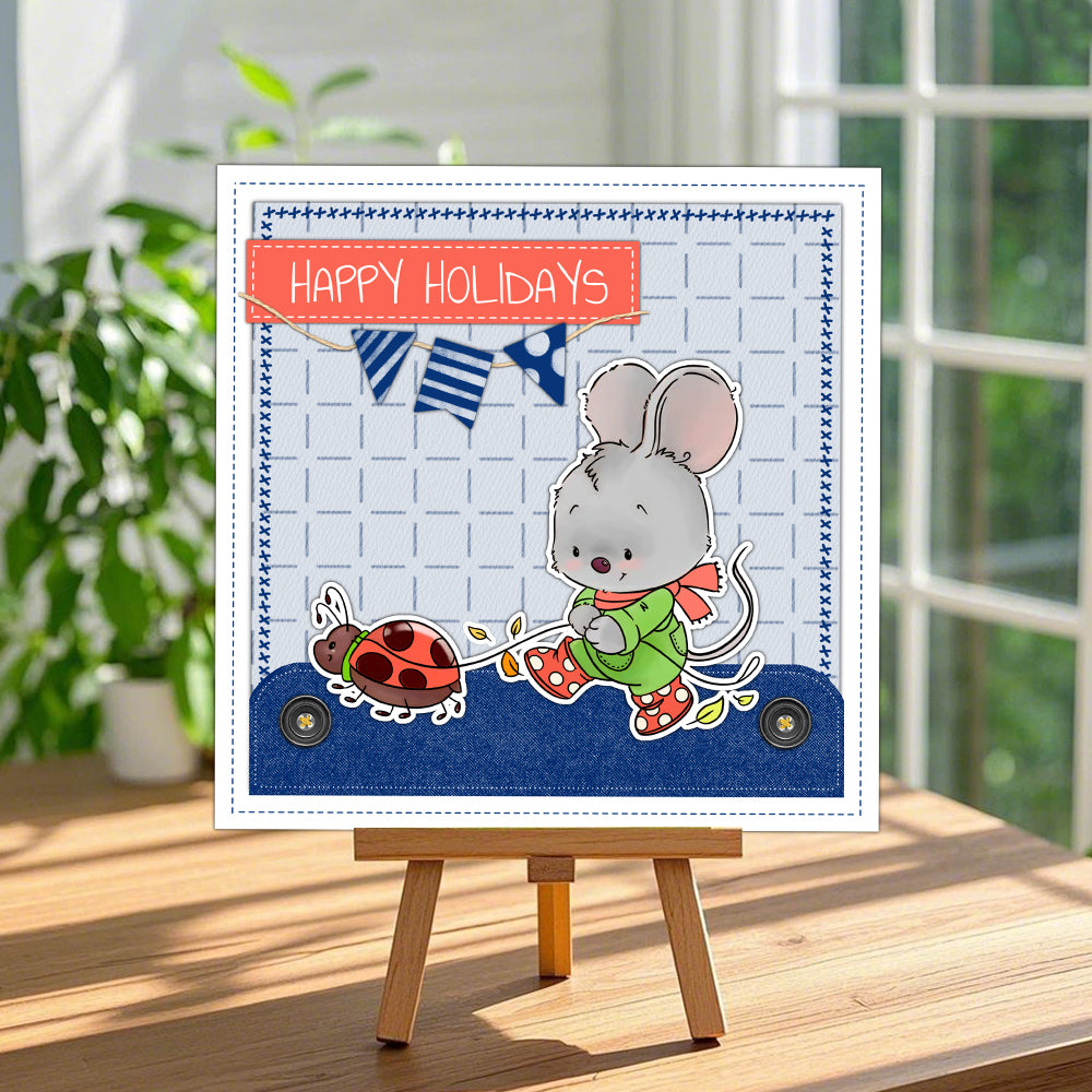 Cartoon Little Mouse Dies & Stamps Set