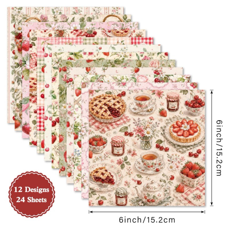 24PCS 6" Fruits Scrapbook Paper & Cardstock