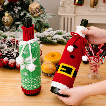 Christmas Knitted Wine Bottle Cover Decorations