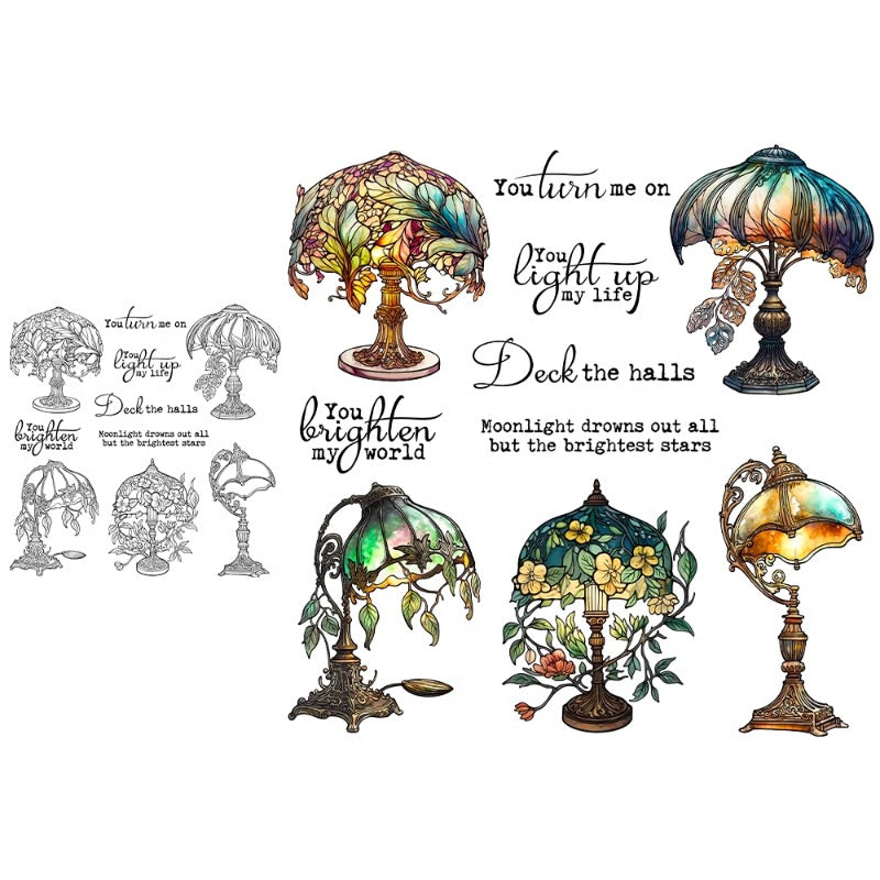 Retro Ornate Table Lamps Dies & Stamps Set