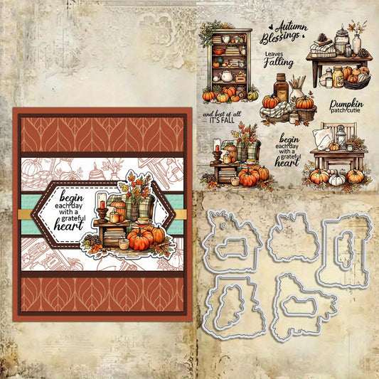 Fall Harvest Pumpkin Cupboard Dies & Stamps Set