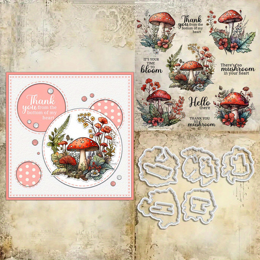 Natural Mushrooms Dies & Stamps Set