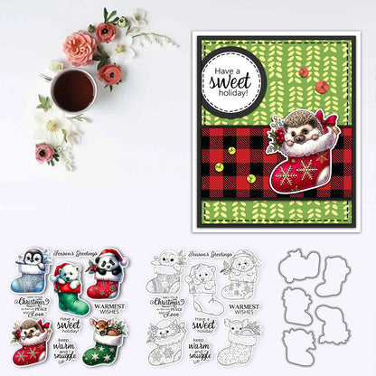 Animals In Christmas Stockings Dies & Stamps Set
