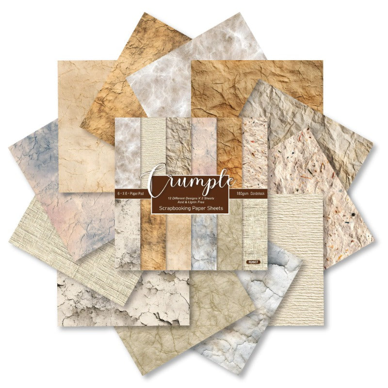 24PCS 6" Crumple Scrapbook Paper & Cardstock