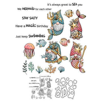 Cute Mermaid Gnomes Dies & Stamps Set