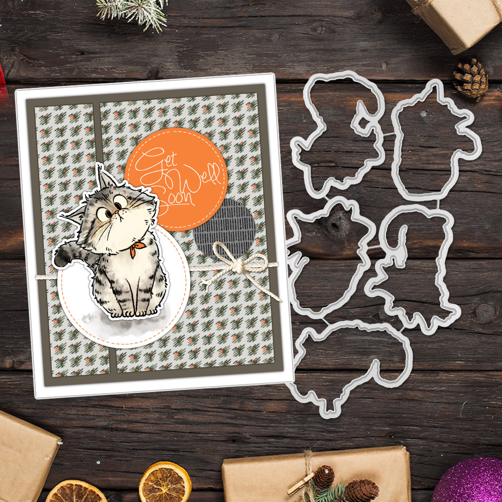 Cute Kitty Cats Dies & Stamps Set