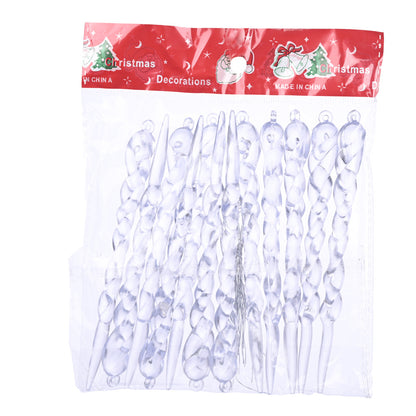 12Pcs Christmas Creative Transparent Icicle Pendant Decorations