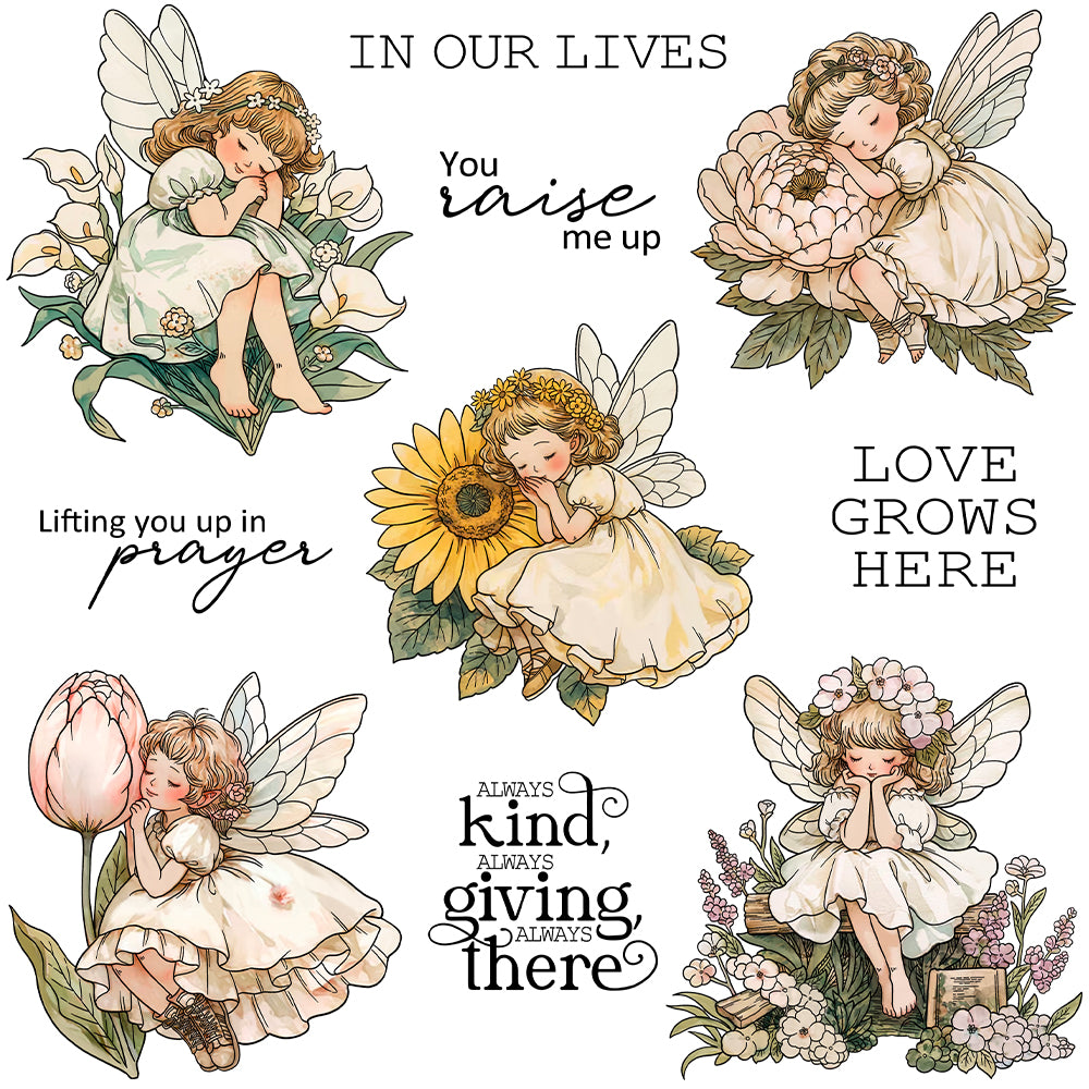 Cute Little Flowers Fairy Girls Dies & Stamps Set