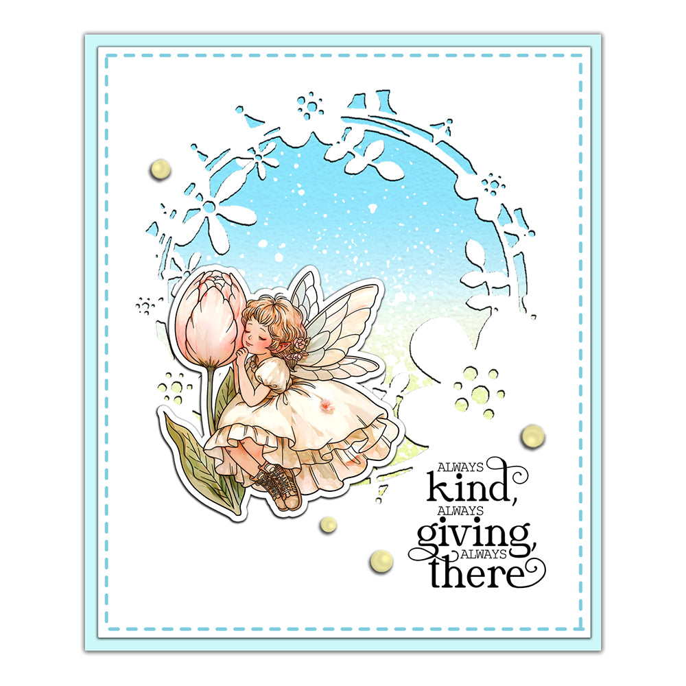 Cute Little Flowers Fairy Girls Dies & Stamps Set