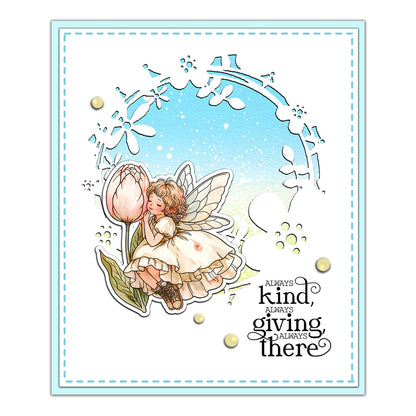 Cute Little Flowers Fairy Girls Dies & Stamps Set