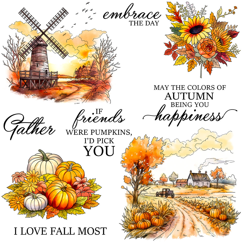 Autumn Pumpkins Windmill Clear Stamps