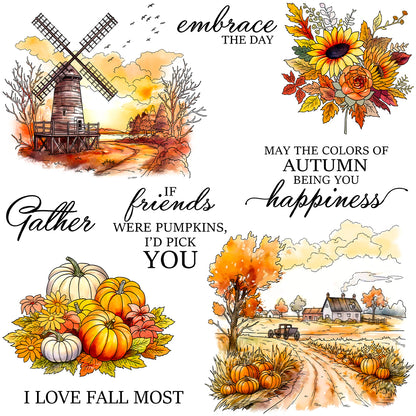 Autumn Pumpkins Windmill Clear Stamps
