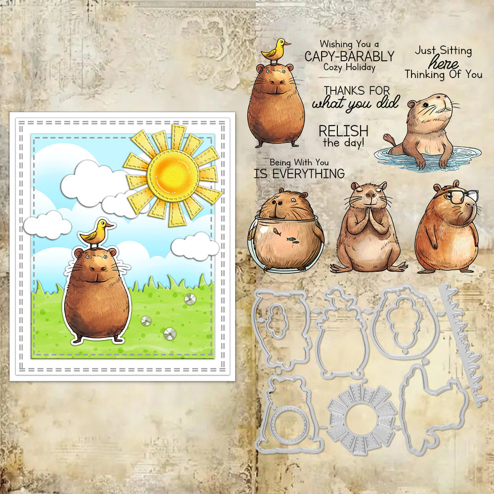 Cute Capybara Dies & Stamps Set