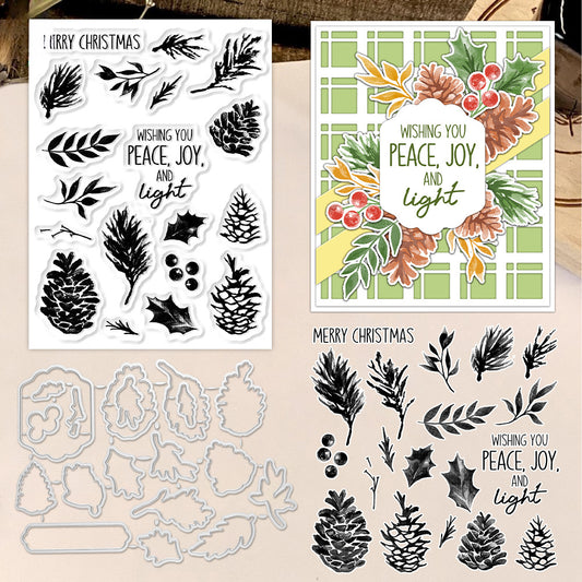 Christmas Pine Cones Dies & Stamps Set