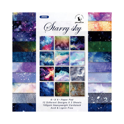 24PCS 6" Starry Sky Scrapbook Paper & Cardstock