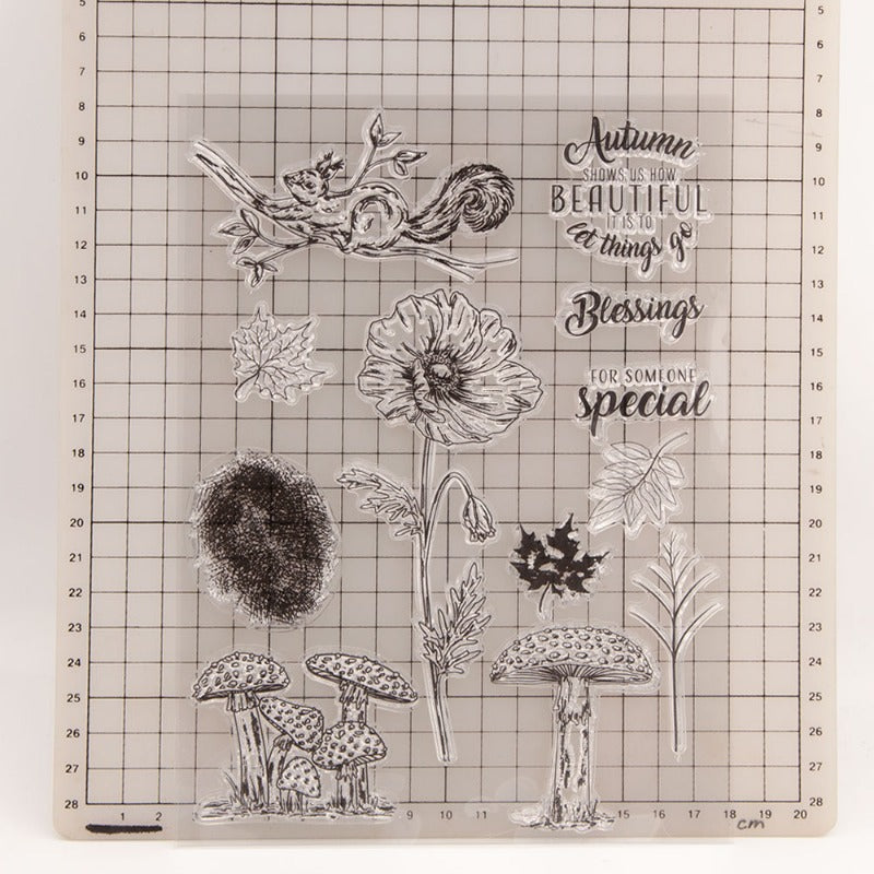 Mushroom Squirrel Flower Clear Stamps