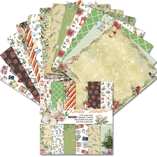 24PCS 6" Winter Christmas Scrapbook Paper & Cardstock