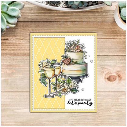 Party Cake Wine Champagne Clear Stamps