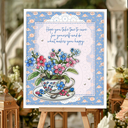 Teacup Flower Envelope Clear Stamps