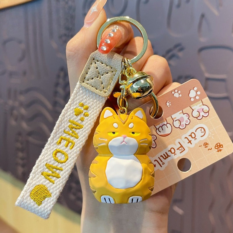 Creative Wooden Carving Cute Cat Keychain