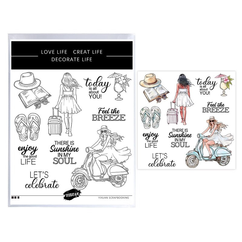 Women's Summer Vacation Clear Stamps