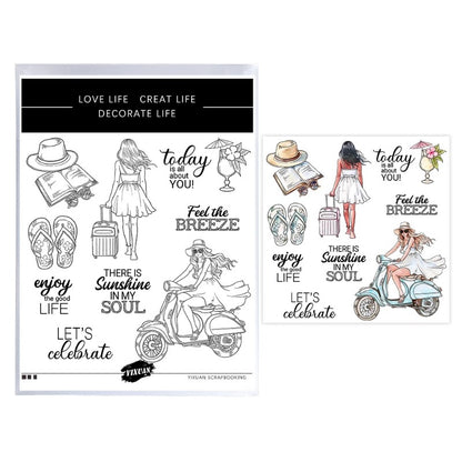 Women's Summer Vacation Clear Stamps