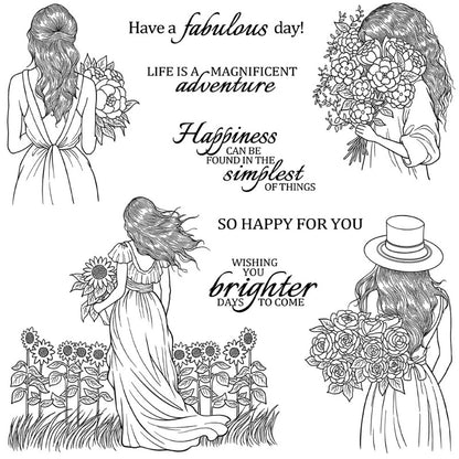 Beautiful Ladies & Flowers Clear Stamps