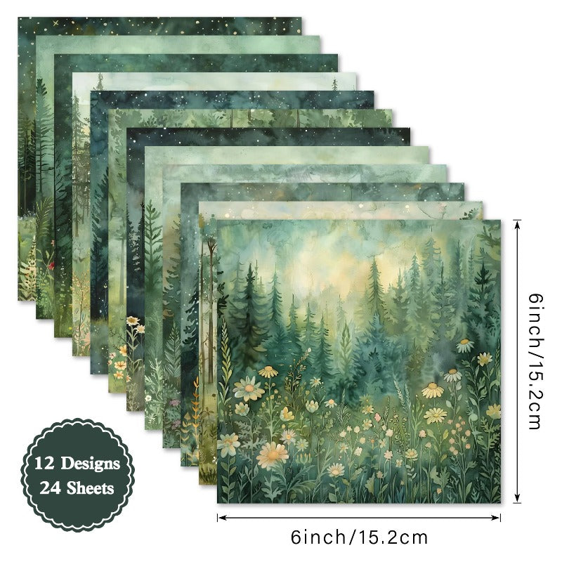 24PCS 6" Sylvan Scrapbook Paper & Cardstock