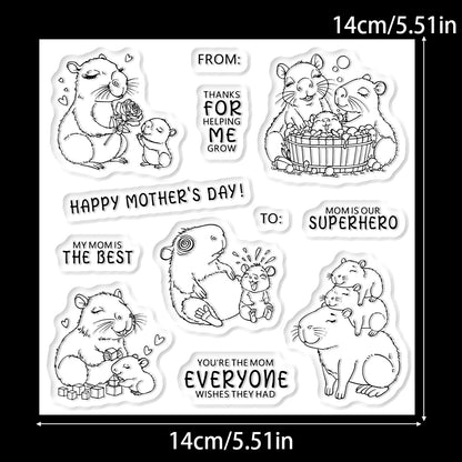 Mom Baby Capybara Dies & Stamps Set