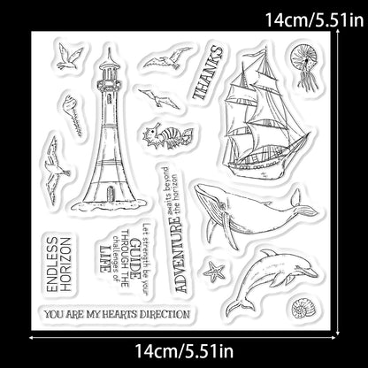 Lighthouse Boat Dolphin Dies & Stamps Set