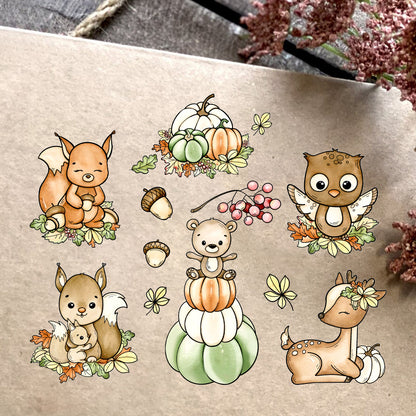 Cute Animals and Autumn Harvest Pumpkins Dies & Stamps Set