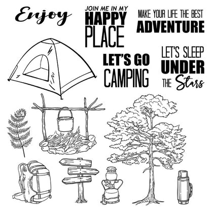 Outdoor Camping Tent Dies & Stamps Set