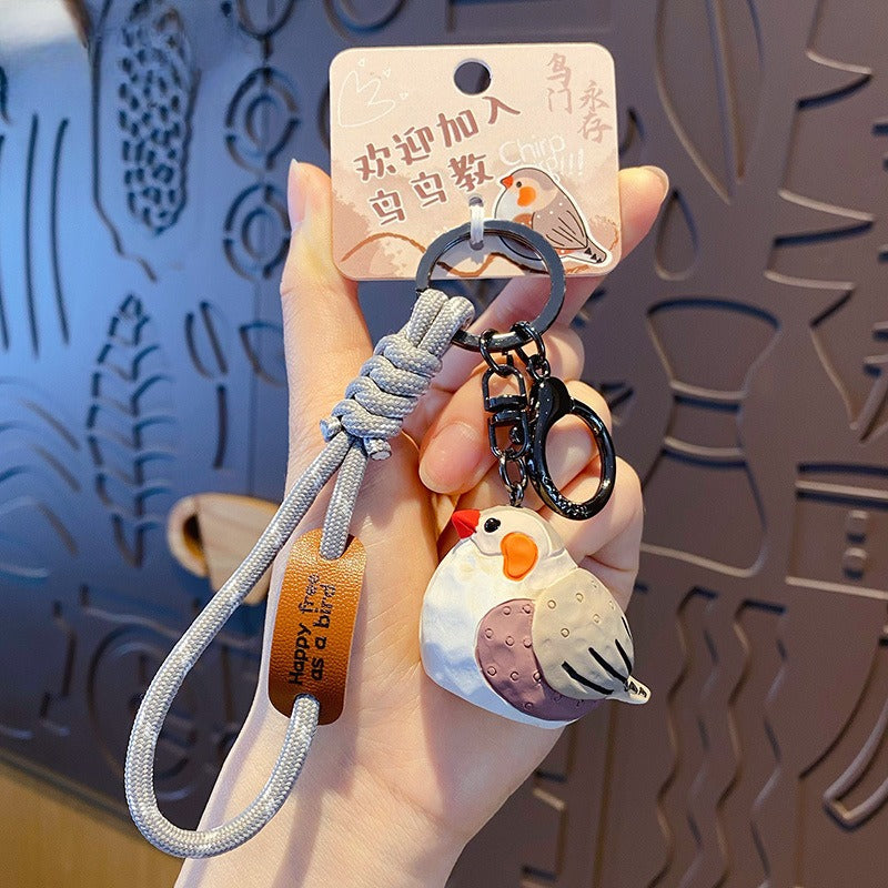 Creative Handmade Wood Carving Bird Keychain