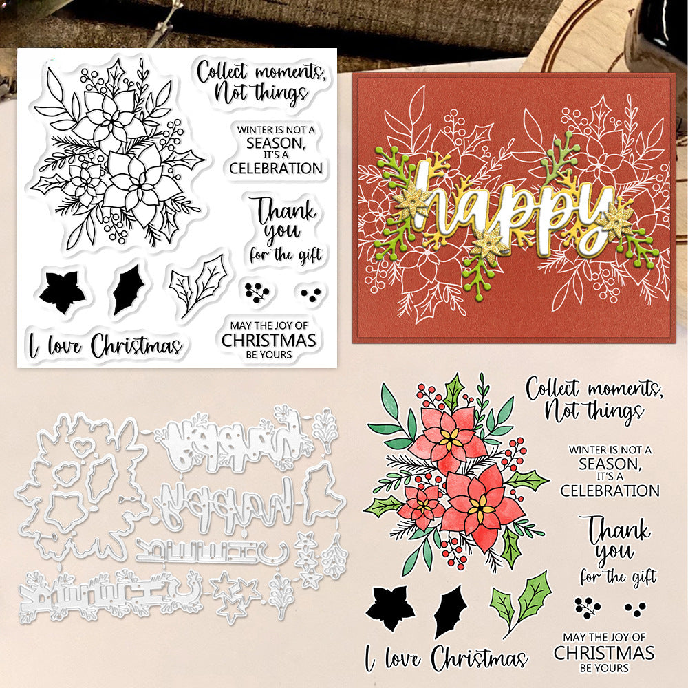 Christmas Flower Dies & Stamps Set