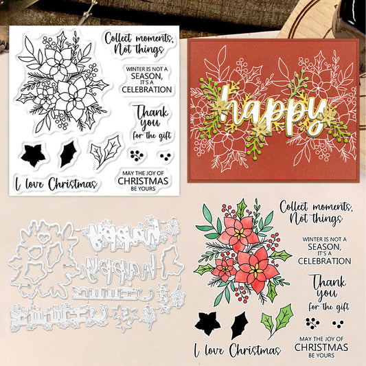 Christmas Flower Dies & Stamps Set