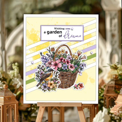 Flower Basket Bird Clear Stamps