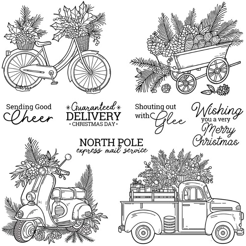 Christmas Tree Leaves Car Bike Clear Stamps