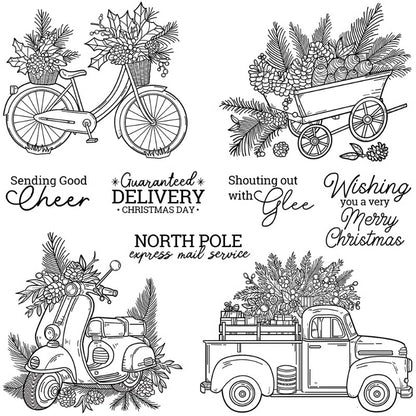 Christmas Tree Leaves Car Bike Clear Stamps