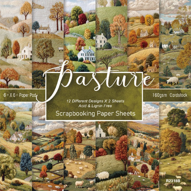24PCS 6" Pasture Scrapbook Paper & Cardstock