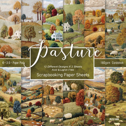 24PCS 6" Pasture Scrapbook Paper & Cardstock