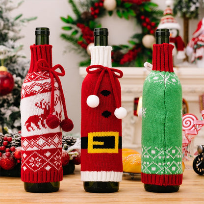 Christmas Knitted Wine Bottle Cover Decorations