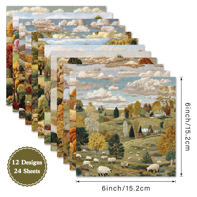 24PCS 6" Pasture Scrapbook Paper & Cardstock